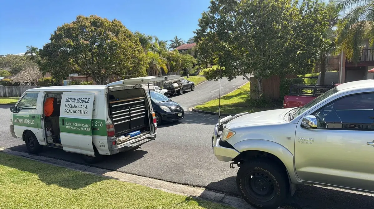Movin Mobile van parked on a Gold Coast residential street