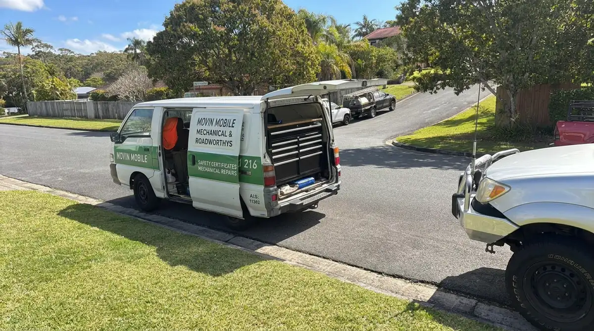 Movin Mobile van with its rear tool drawers open